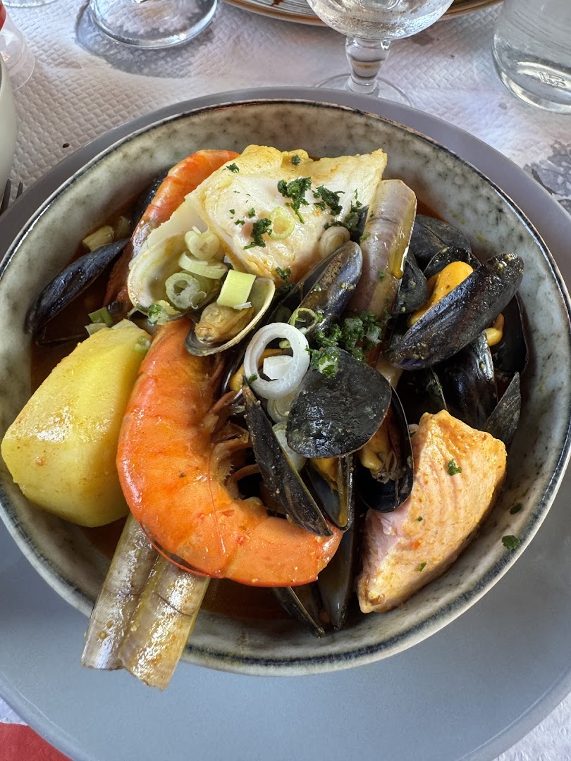 A generous bowl of fish, shellfish and prawns